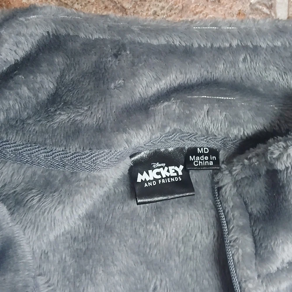 Disney Mickey and Friends Plush Cropped Gray Zip-Up Pullover - Picture 2 of 5